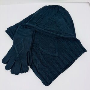 Banana Republic Scarf, Hat, Gloves Set. Black. One Size. 15% Cashmere, 85% Silk